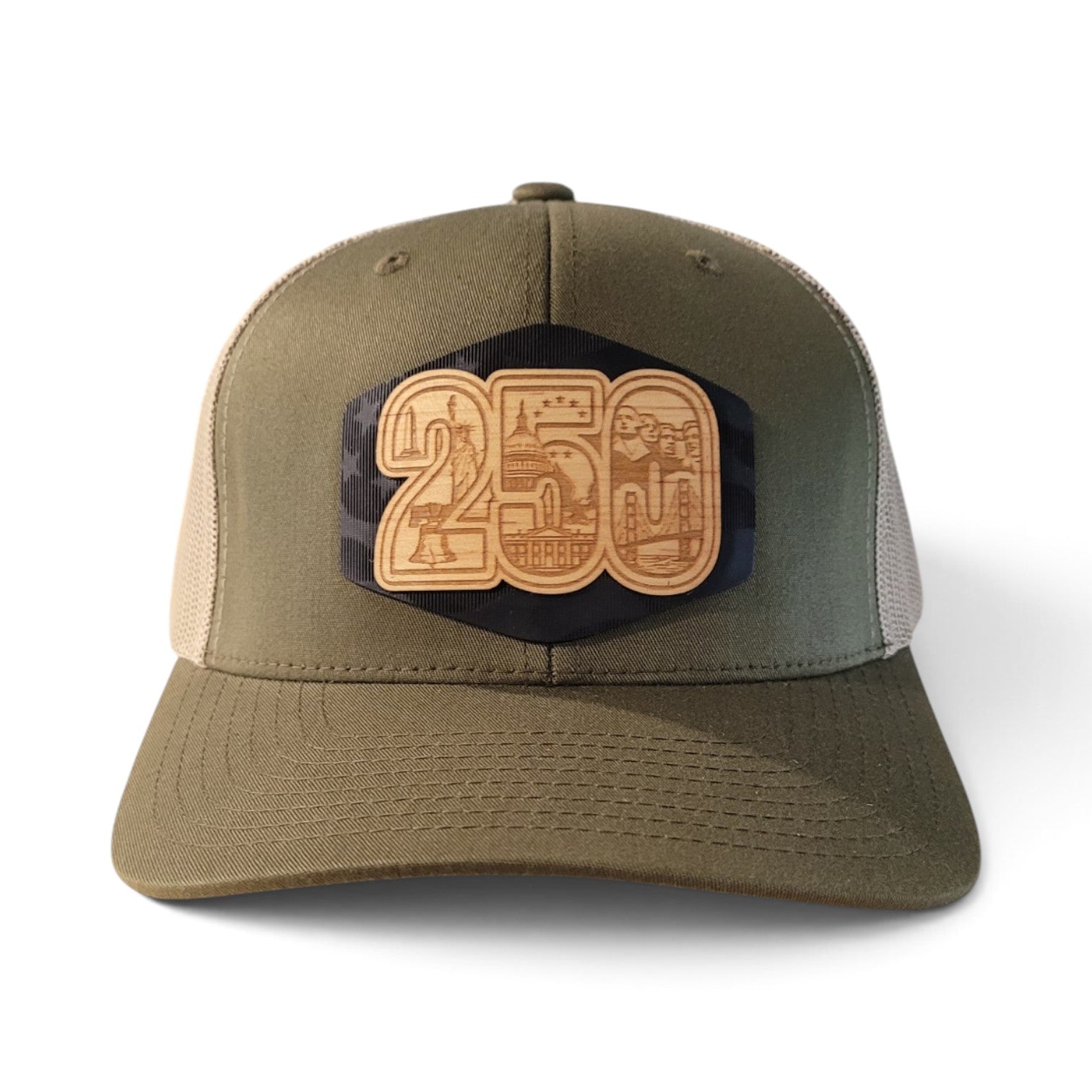 250 Years – America 250 Wooden Patch Trucker Hat