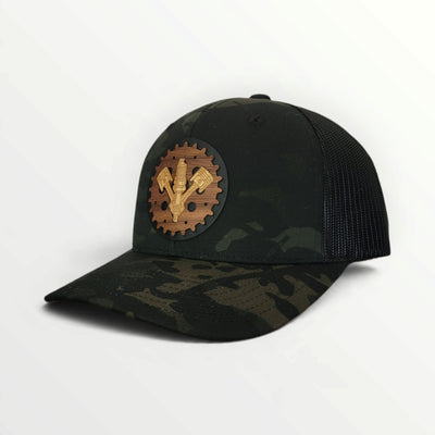 Full Throttle – Piston & Spark Plug Wooden Patch Hat
