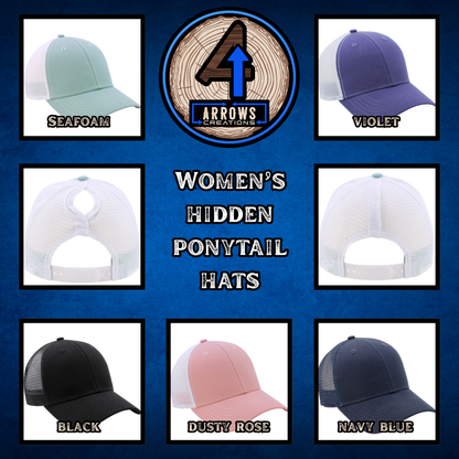 🌊🦈Open Water – Women’s Ponytail Hat – Shark Wooden Patch Hat
