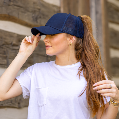 The Jupiter Influencer - Women's Ponytail Wooden Patch Hat