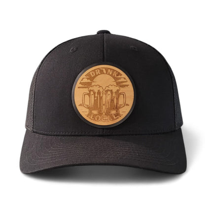 Drink Local – Beer Mugs Wooden Patch Hat - 4 Arrows Creations