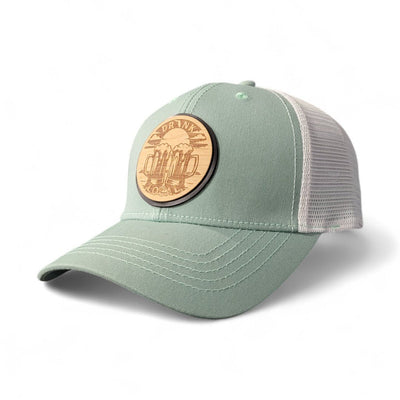 Drink Local Women’s Ponytail Trucker Wooden Patch Hat - 4 Arrows Creations