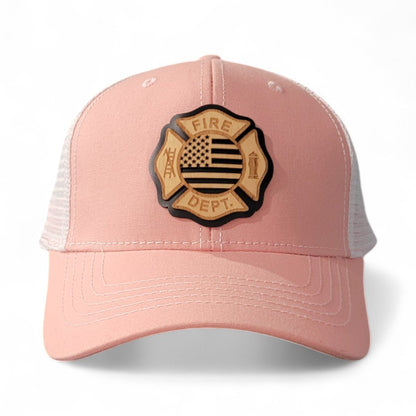Fire Dept. Pride Women’s Ponytail Wooden Patch Hat - 4 Arrows Creations