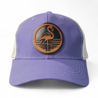 Flamingo Vibes Women’s Ponytail Wooden Patch Hat - 4 Arrows Creations
