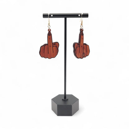 Flipping Fabulous – Wooden Middle Finger Earrings - 4 Arrows Creations