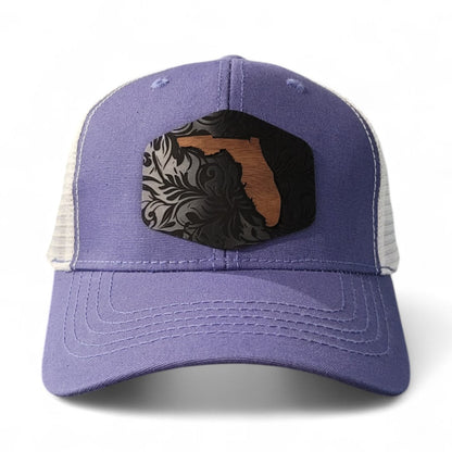 Florida Tropics Women's Ponytail Wooden Patch Hat - 4 Arrows Creations
