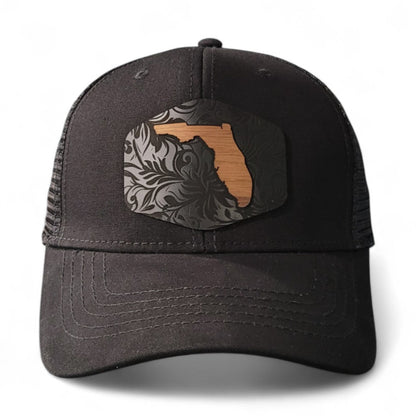 Florida Tropics Women's Ponytail Wooden Patch Hat - 4 Arrows Creations