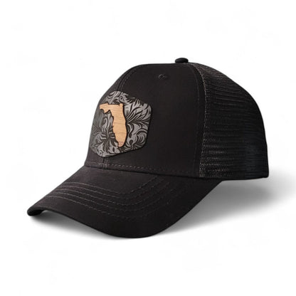 Florida Tropics Women's Ponytail Wooden Patch Hat - 4 Arrows Creations