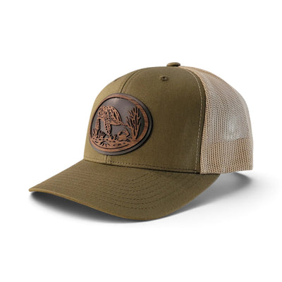 The Shell Seeker | Sea Turtle Wooden Patch Trucker Hat