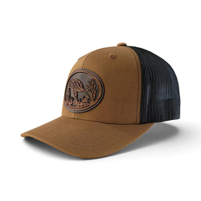 The Shell Seeker | Sea Turtle Wooden Patch Trucker Hat
