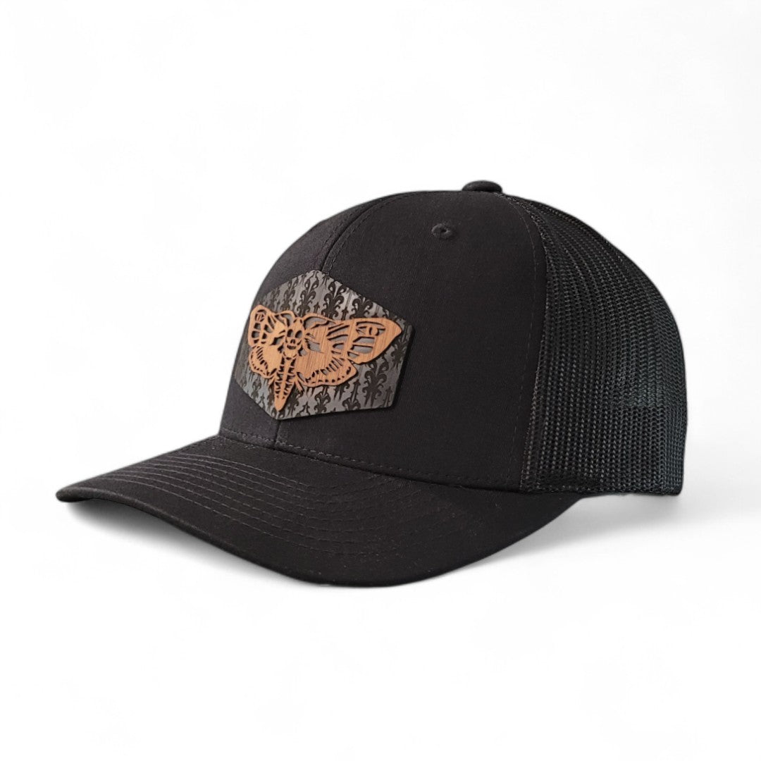 Midnight Wings – Moth Wooden Patch Hat - 4 Arrows Creations