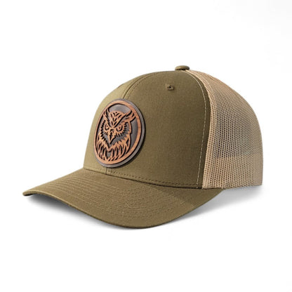Moonlight Hunter – Owl Wooden Patch Hat - 4 Arrows Creations