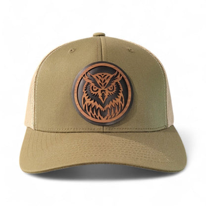 Moonlight Hunter – Owl Wooden Patch Hat - 4 Arrows Creations