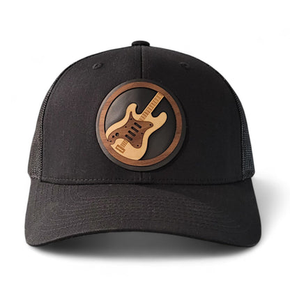 Riff Master – Electric Guitar Wooden Patch Hat - 4 Arrows Creations