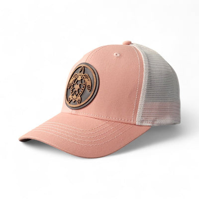 Shell Yeah! – Women’s Ponytail Hat – Sea Turtle Wooden Patch Hat - 4 Arrows Creations