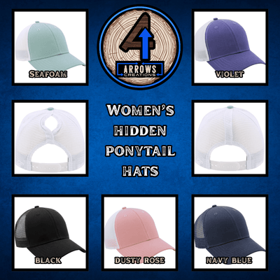Shell Yeah! – Women’s Ponytail Hat – Sea Turtle Wooden Patch Hat - 4 Arrows Creations