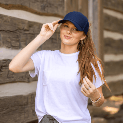 Shell Yeah! – Women’s Ponytail Hat – Sea Turtle Wooden Patch Hat - 4 Arrows Creations