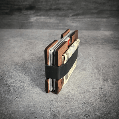 Skull & Timber – Engraved Wooden Wallet - 4 Arrows Creations