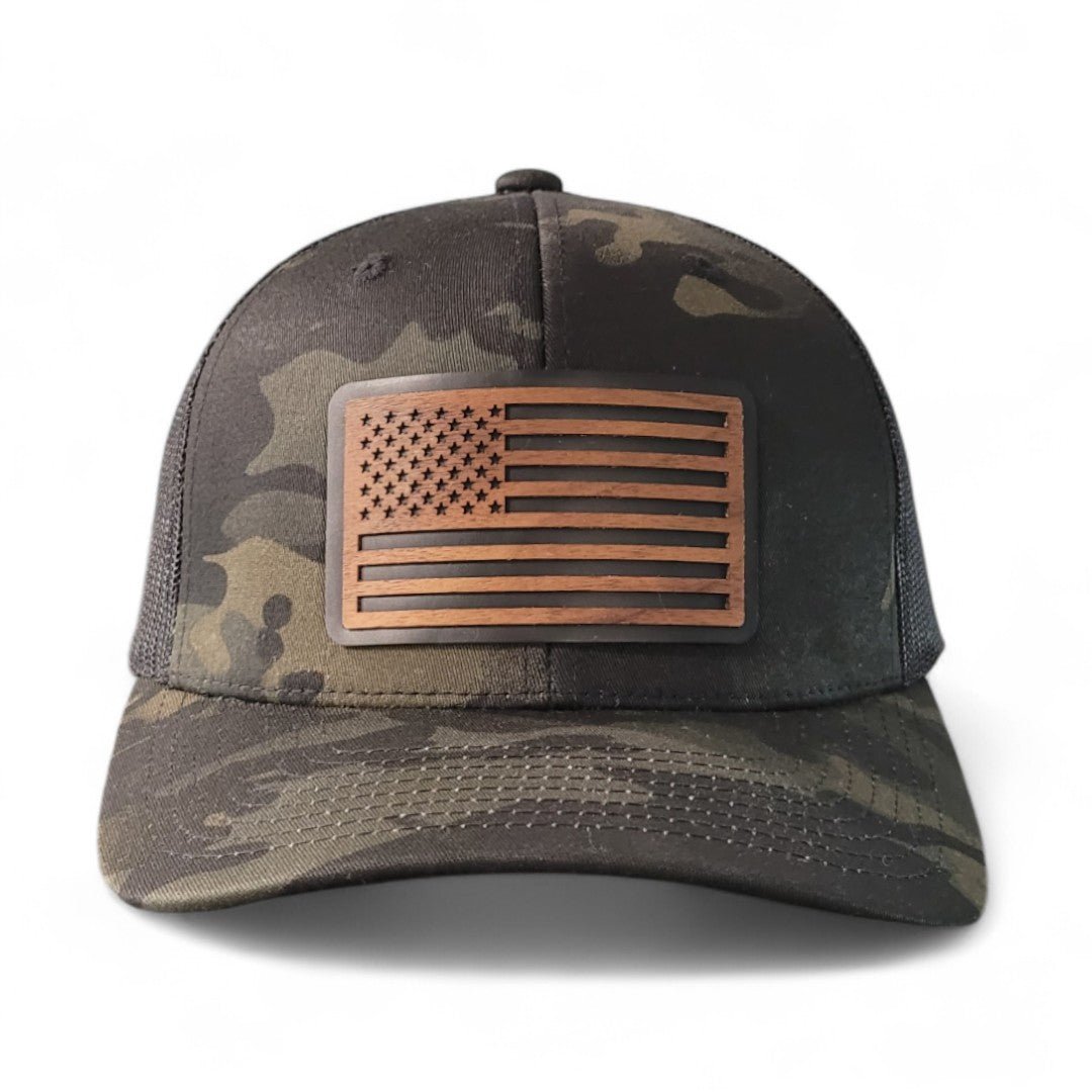 Stars & Stripes – American Flag Wooden Patch Hat - 4 Arrows Creations