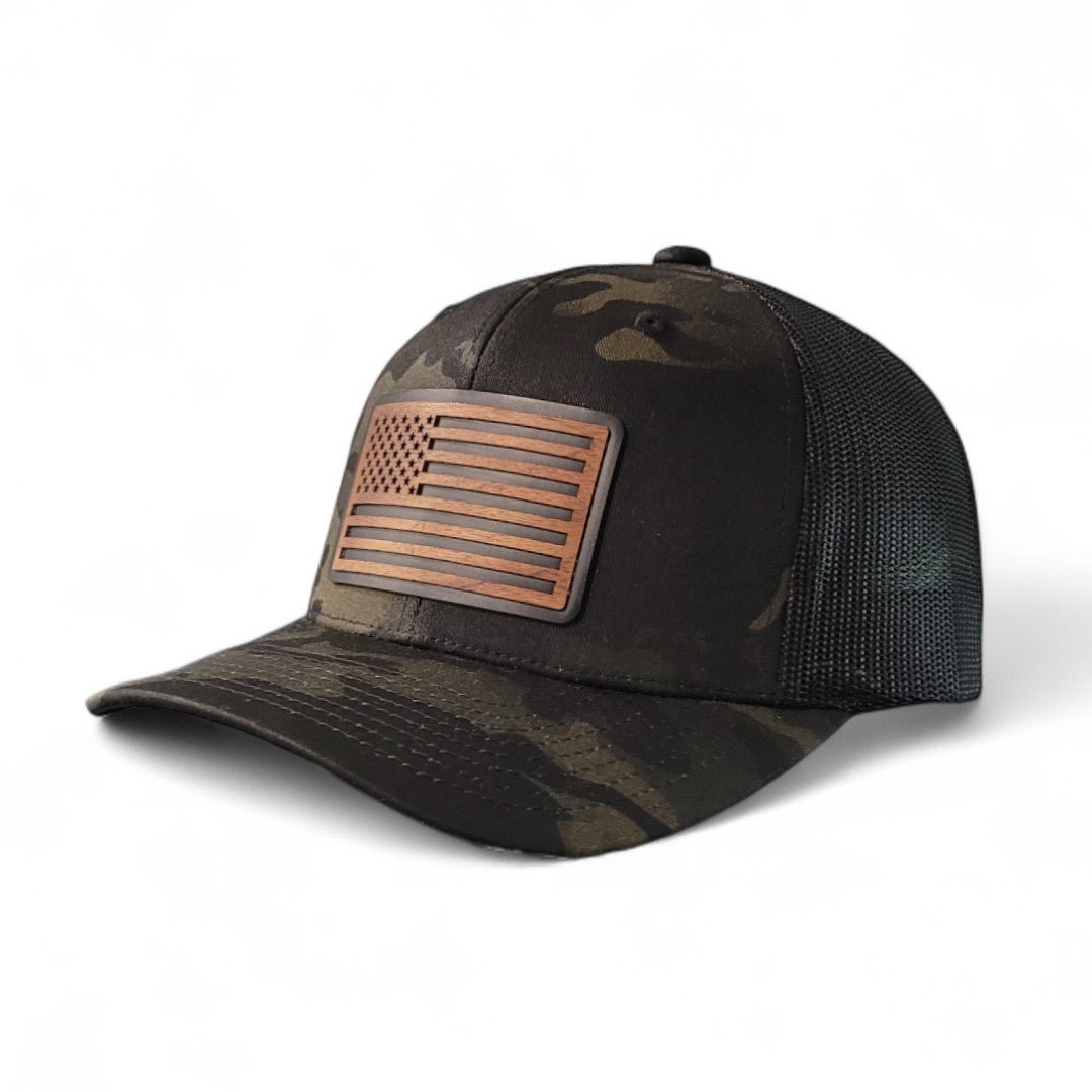Stars & Stripes – American Flag Wooden Patch Hat - 4 Arrows Creations