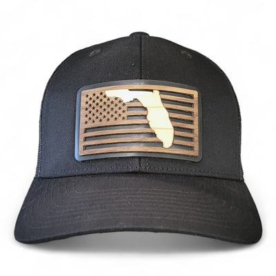 🌴Stars &Stripes: Florida Edition – Wooden Patch Hat - 4 Arrows Creations
