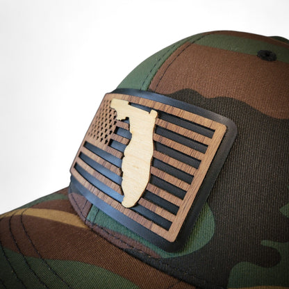 🌴Stars &Stripes: Florida Edition – Wooden Patch Hat - 4 Arrows Creations
