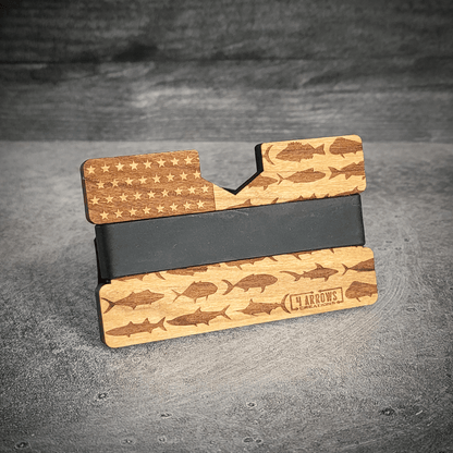 The American Angler – Fish Flag Wooden Wallet - 4 Arrows Creations