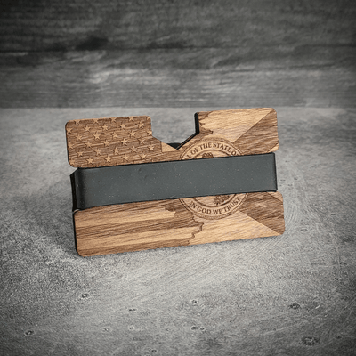 The Dual Allegiance – USA & Florida Flag Engraved Wooden Wallet - 4 Arrows Creations