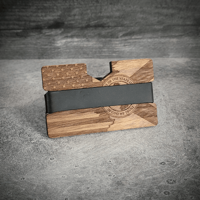 The Dual Allegiance – USA & Florida Flag Engraved Wooden Wallet - 4 Arrows Creations