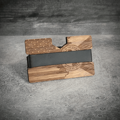 The Dual Allegiance – USA & Florida Flag Engraved Wooden Wallet - 4 Arrows Creations