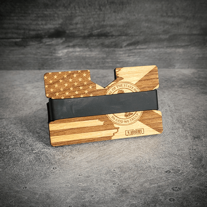 The Dual Allegiance – USA & Florida Flag Engraved Wooden Wallet - 4 Arrows Creations