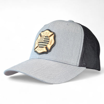The Firefighter Wooden Patch Hat - 4 Arrows Creations