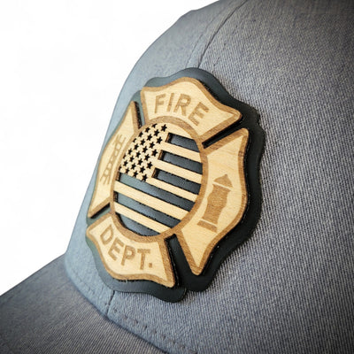 The Firefighter Wooden Patch Hat - 4 Arrows Creations