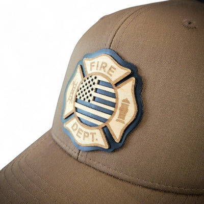 The Firefighter Wooden Patch Hat - 4 Arrows Creations