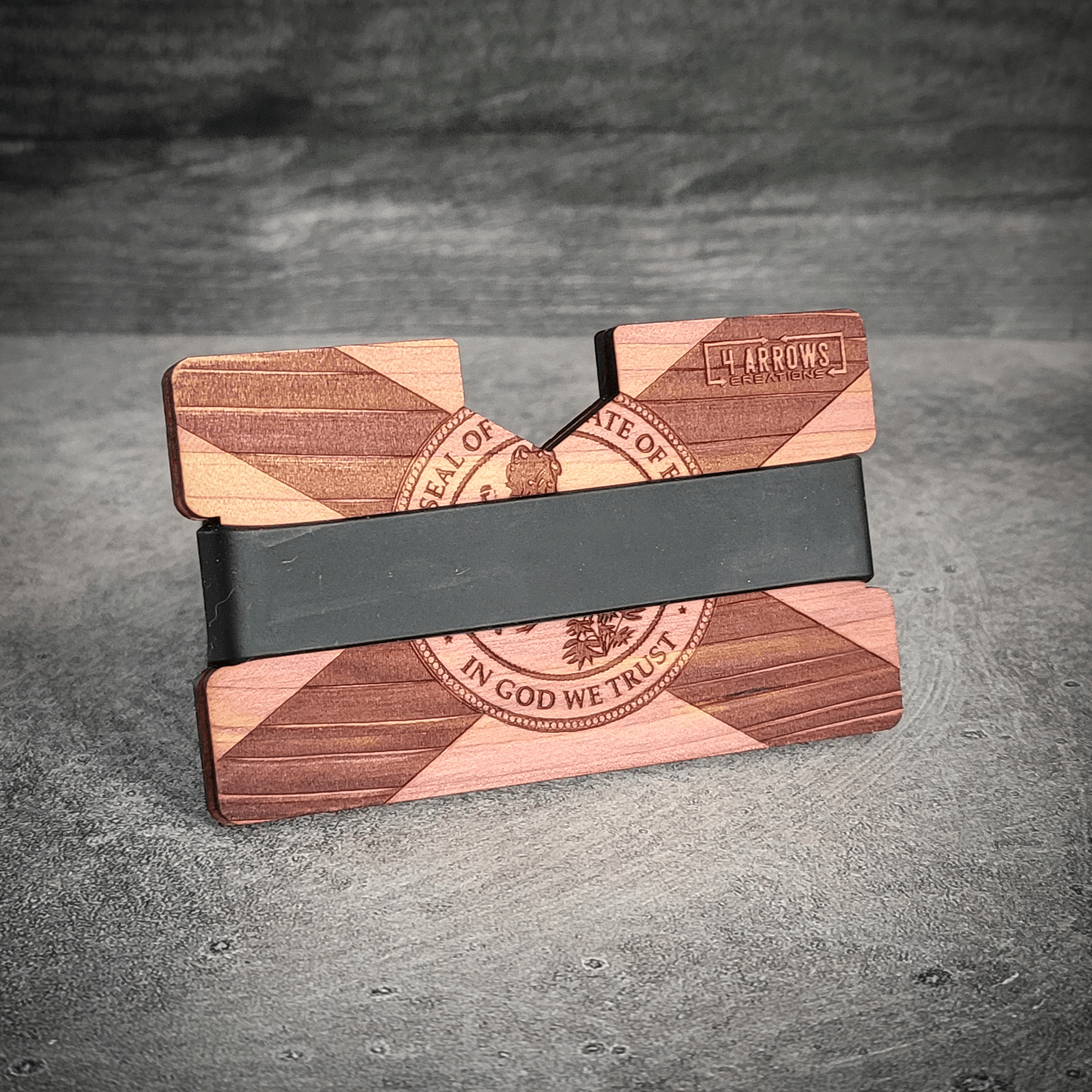 The Floridian – Florida Flag Engraved Wooden Wallet - 4 Arrows Creations