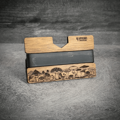 🍄🌲 The Forager – Mushroom Engraved Wooden Wallet - 4 Arrows Creations