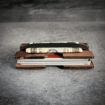 🍄🌲 The Forager – Mushroom Engraved Wooden Wallet - 4 Arrows Creations