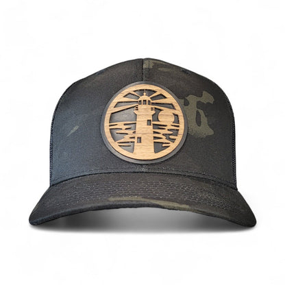 🌊🗺️ The Jupiter Lighthouse – Wooden Patch Hat - 4 Arrows Creations