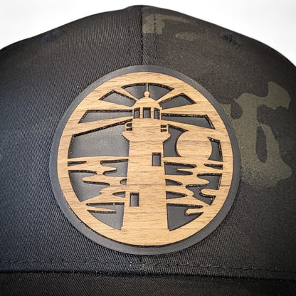 🌊🗺️ The Jupiter Lighthouse – Wooden Patch Hat - 4 Arrows Creations