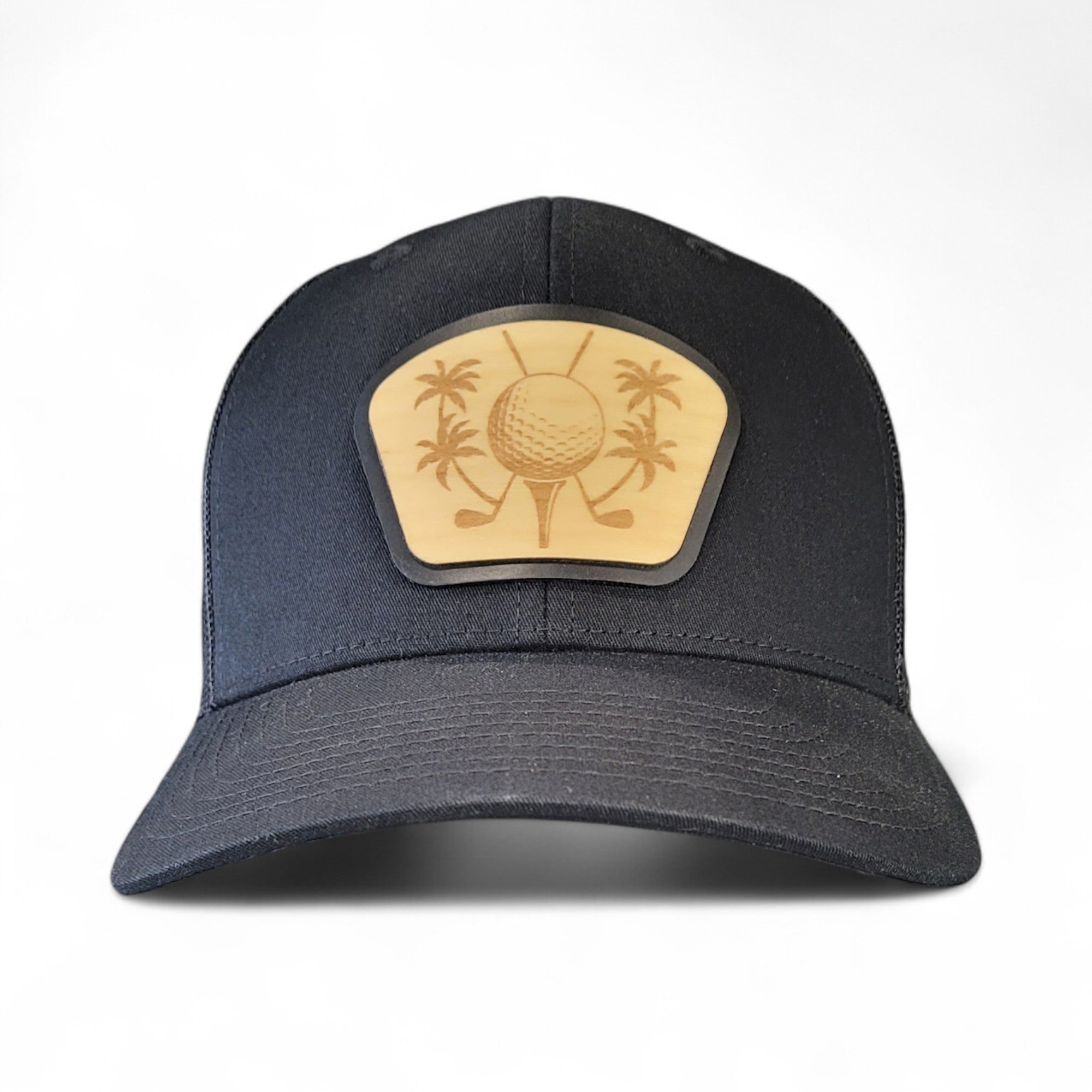 ⛳🌴 The Palm Tee – Tropical Golf Wooden Patch Hat - 4 Arrows Creations