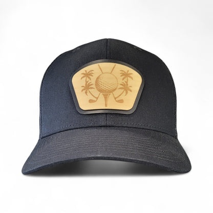 ⛳🌴 The Palm Tee – Tropical Golf Wooden Patch Hat - 4 Arrows Creations