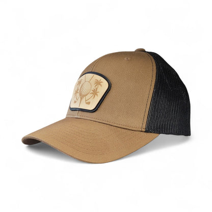 ⛳🌴 The Palm Tee – Tropical Golf Wooden Patch Hat - 4 Arrows Creations