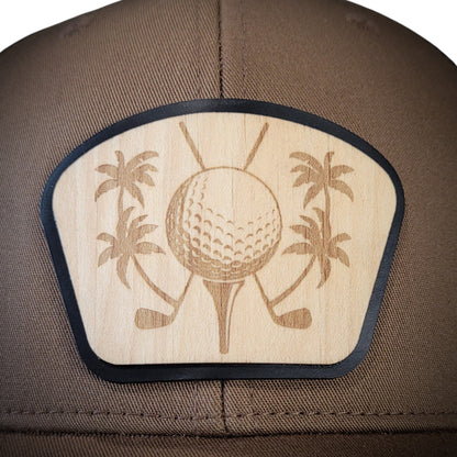 ⛳🌴 The Palm Tee – Tropical Golf Wooden Patch Hat - 4 Arrows Creations