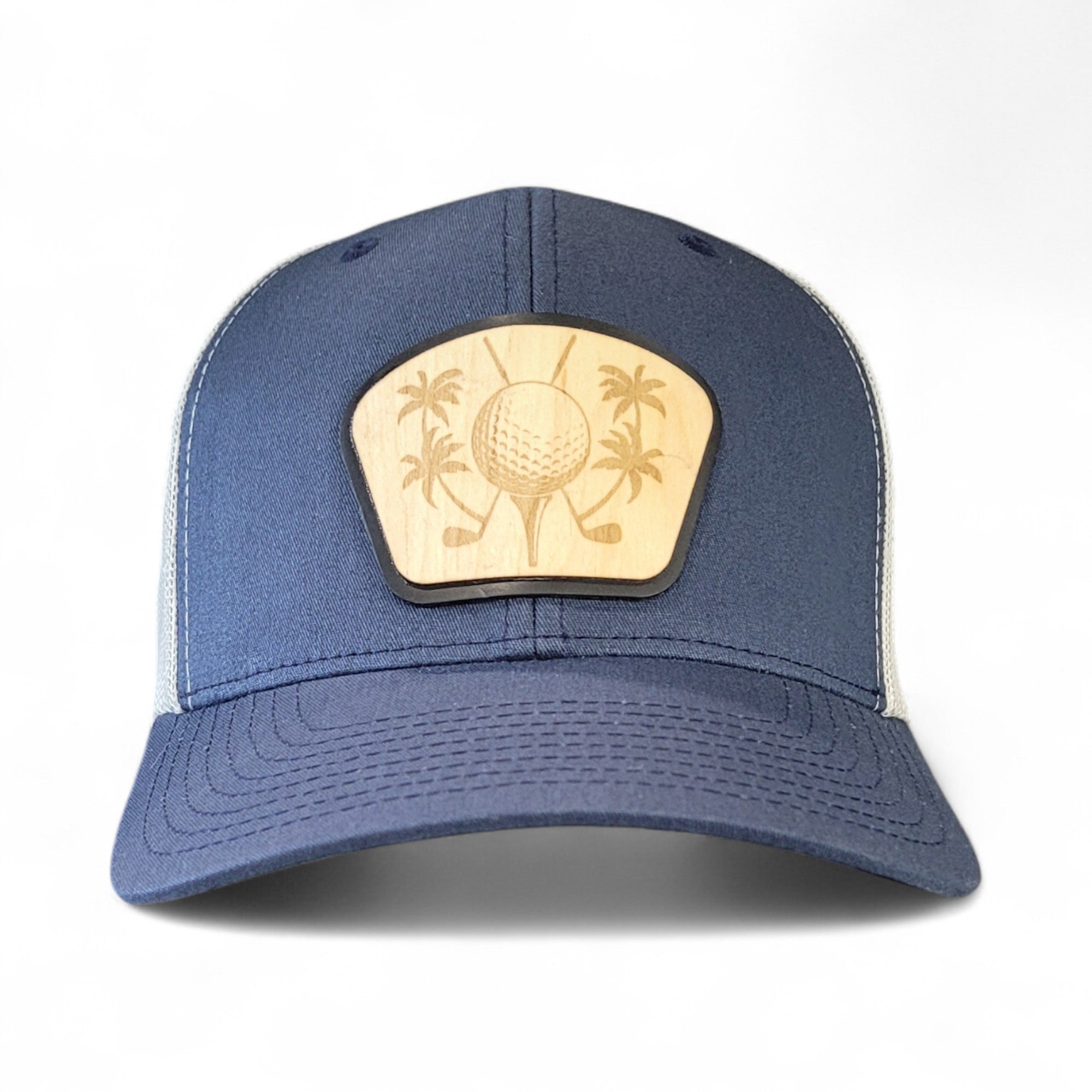 ⛳🌴 The Palm Tee – Tropical Golf Wooden Patch Hat - 4 Arrows Creations