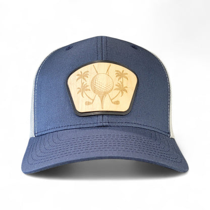 ⛳🌴 The Palm Tee – Tropical Golf Wooden Patch Hat - 4 Arrows Creations