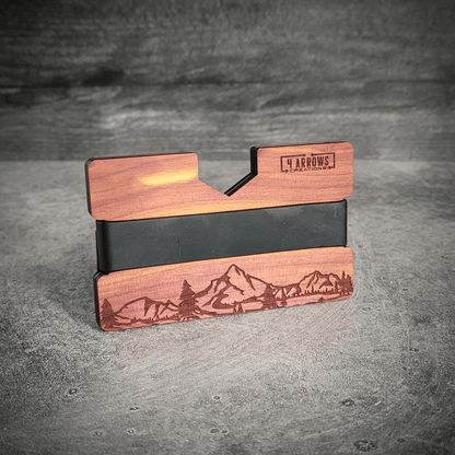 The Summit – Mountain Engraved Wooden Wallet - 4 Arrows Creations