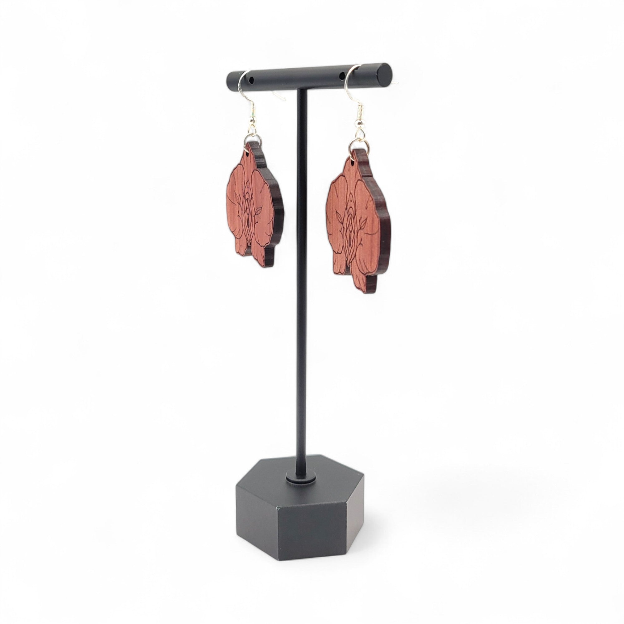 Viva La Vulva – Wooden Vulva Orchid Earrings - 4 Arrows Creations