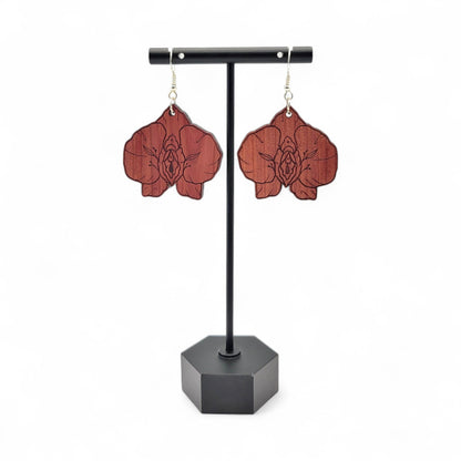 Viva La Vulva – Wooden Vulva Orchid Earrings - 4 Arrows Creations