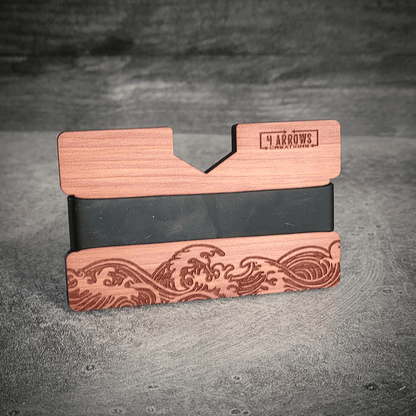 🌊 Wave Wooden Wallet – Ride the Line Between Nature & Function - 4 Arrows Creations