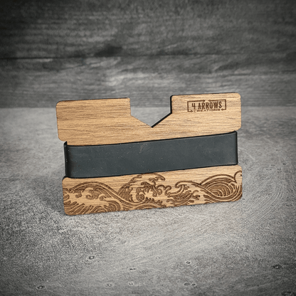 🌊 Wave Wooden Wallet – Ride the Line Between Nature & Function - 4 Arrows Creations